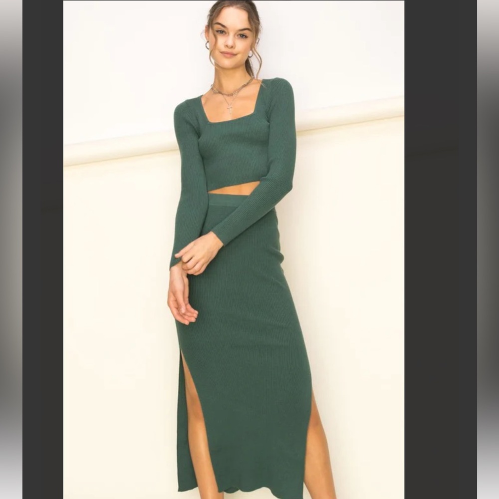 NEW Forest Green Sweater Skirt Set